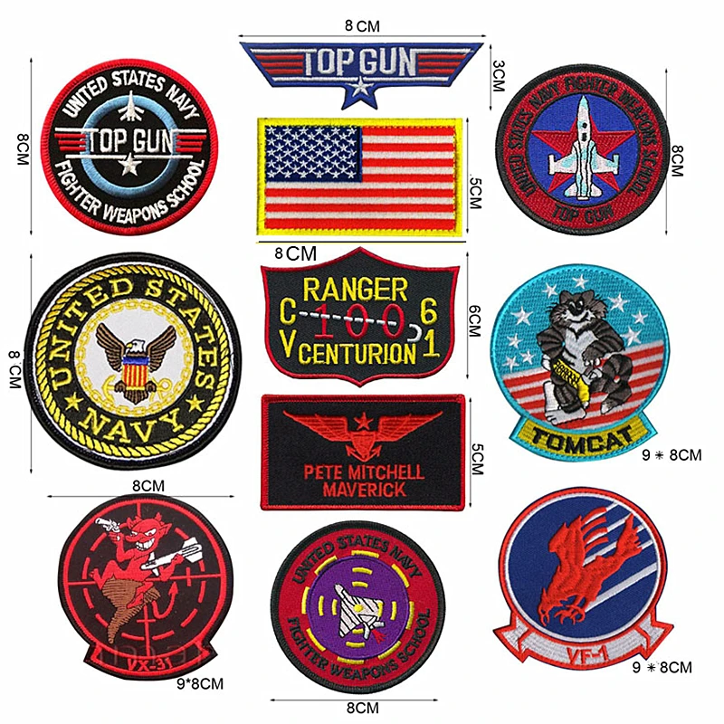 Insignia del escuadrón de prueba de vuelo Top Gun 2 para chaqueta Maverick Ranger parche bordado Vf-1 VX-31 Tomcat US Navy Fighter School - imagen 4