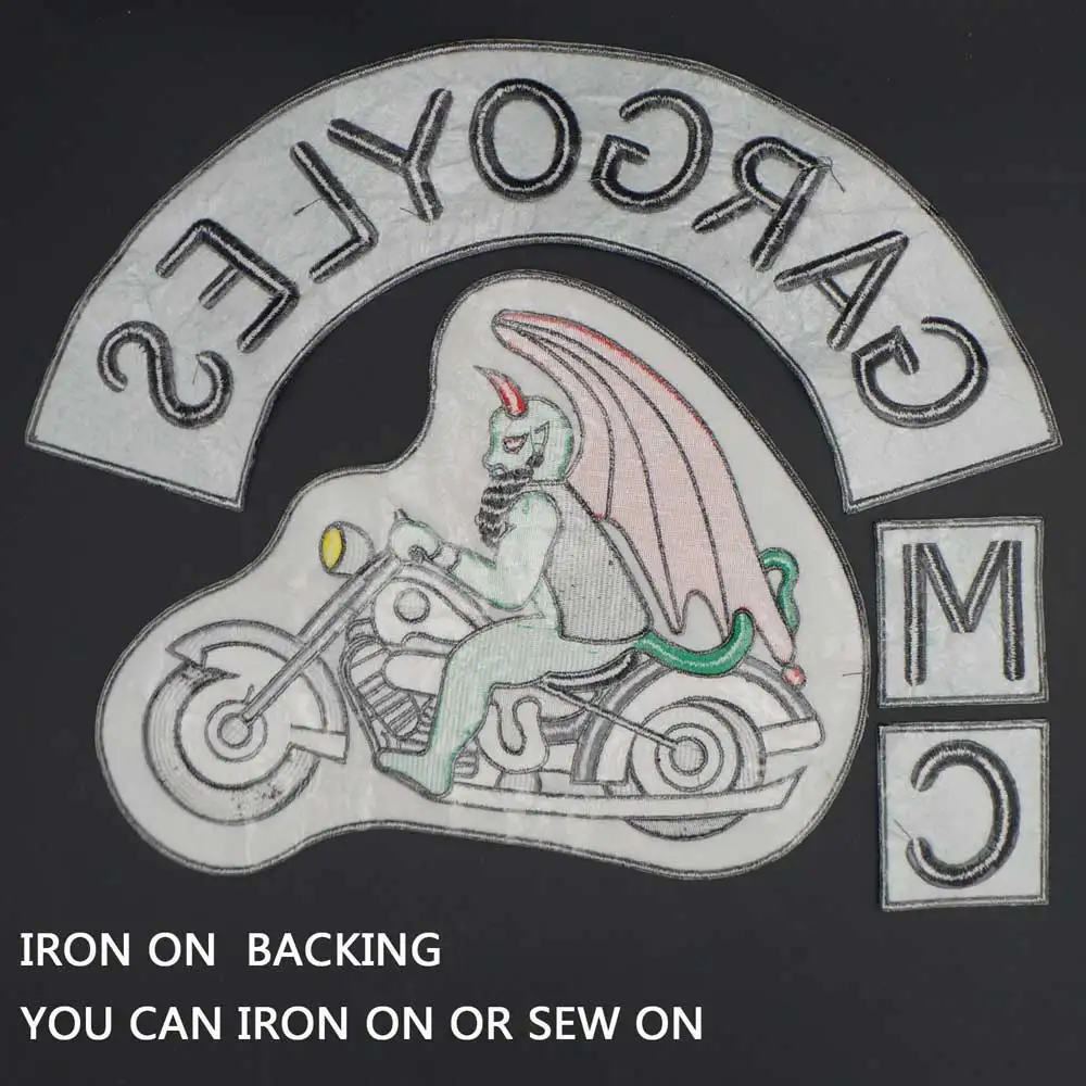 Gargoyles Fallston N.C MC bordado grande motocicleta Biker parche pegatina insignia para ropa sombrero bolsas hierro en el respaldo - imagen 4