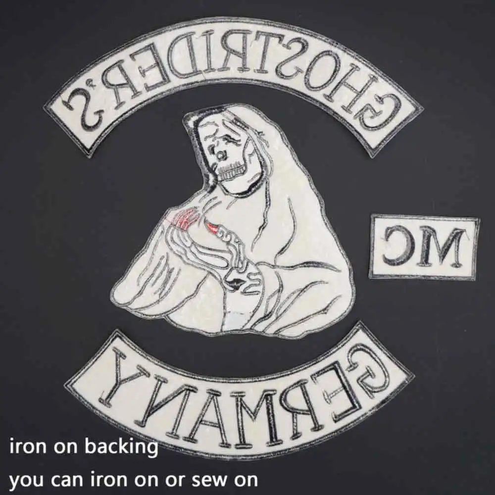 Parche de motociclista con respaldo de hierro bordado de Alemania de GHOSTRIDER para ropa, bolsas para sombreros - imagen 5