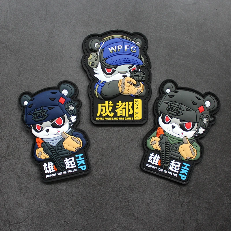Parches de PVC versión Q Panda World HKP, insignias heróicas conmemorativas aeroespaciales de China, tácticas para bolsa de ropa, casco, chaleco, decoración - imagen 2
