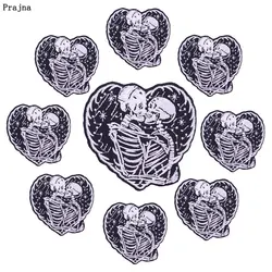 Prajna parche bordado calavera corazón punk termoadhesivo para ropa