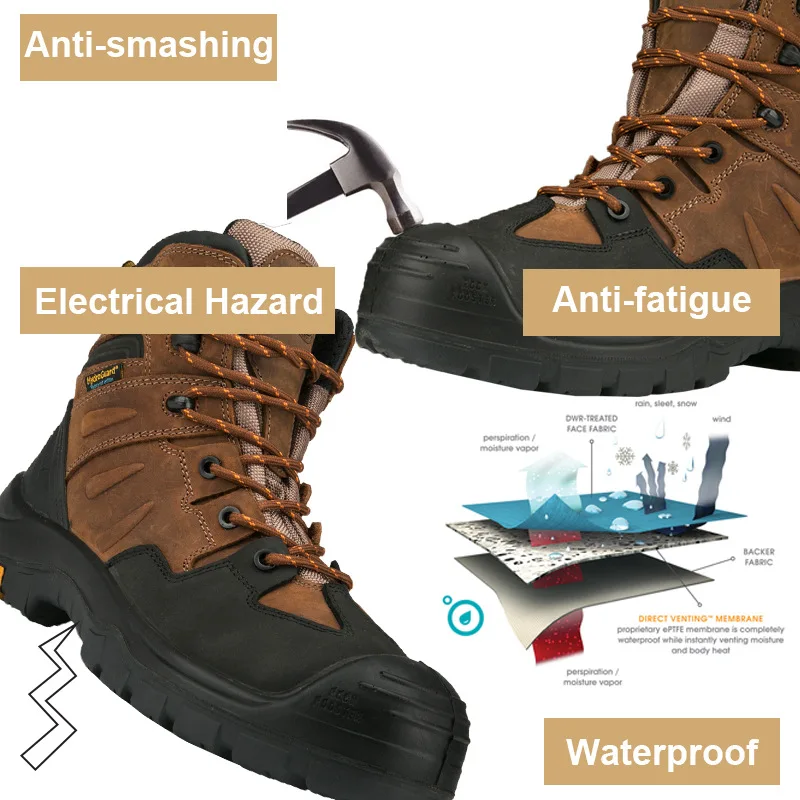 ROCKROOSTER-zapatos de senderismo para hombre, botas de caza impermeables de cuero, zapatos de seguridad para el trabajo, botines tácticos, botas de trekking - imagen 3