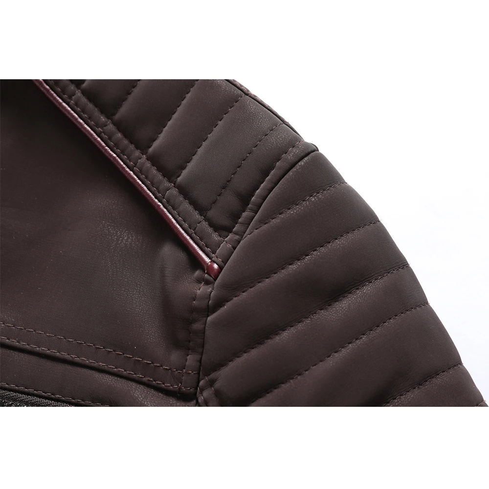 Chaqueta de cuero de invierno resistente a cortes y palabras para hombre, abrigos tácticos de protección de seguridad de terciopelo Retro lavados con cuello levantado para motocicleta - imagen 5