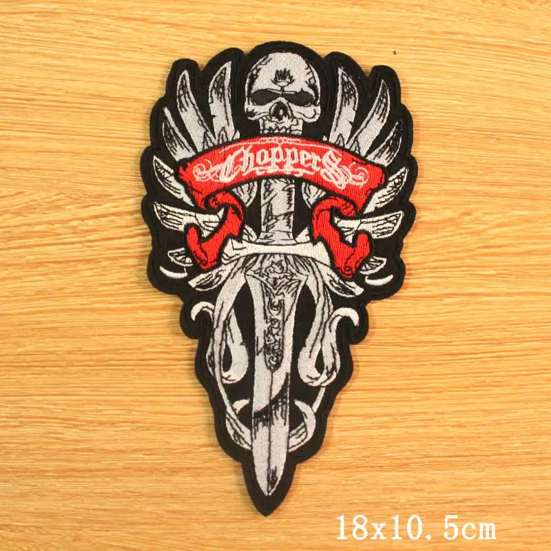 Parches bordados para planchar en ropa, insignias de Lobo, rayas de motorista, corazón, Calavera, tigre - imagen 2