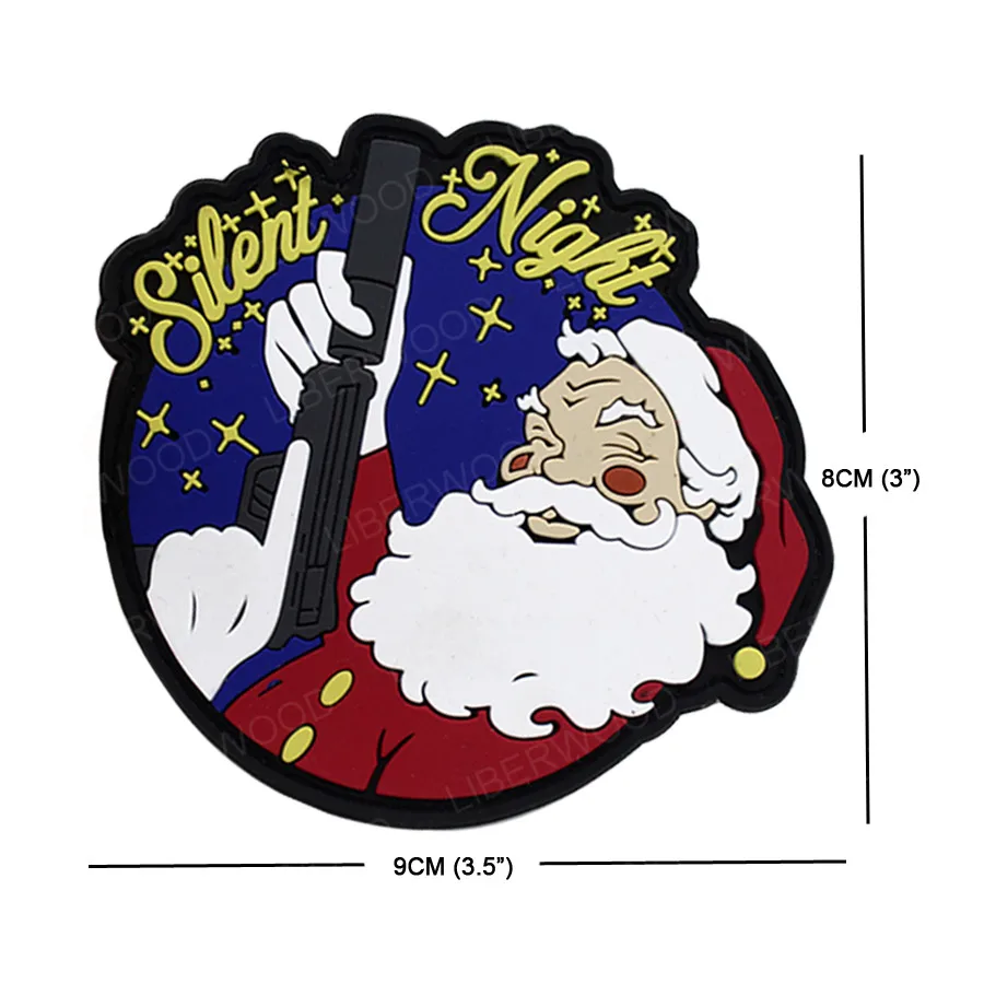 Parche de goma de PVC para Navidad, Parche de Papá Noel, Kriss, Kringle con pistola, insignia de mermelada de hielo - imagen 2