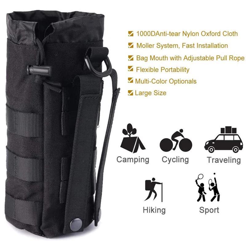 Bolsa militar con soporte para hervidor de agua, bolsa Molle para botella de agua, bolsa táctica, 1.5L - imagen 4