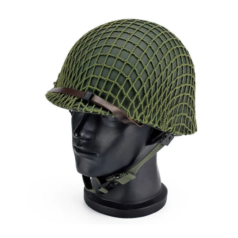 Casco militar de acero M1, réplica táctica del ejército de EE. UU., cascos protectores de la Segunda Guerra Mundial, WW2, CS para exteriores, Paintball, casco de acero verde - imagen 2