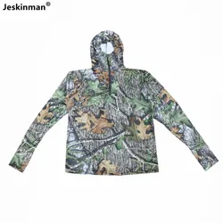 Chaqueta con capucha de camuflaje para caza y pesca, chaqueta transpirable de secado rápido para exteriores, chaqueta de protección solar antisudor para verano