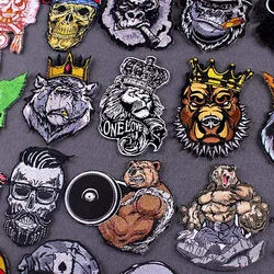 Parche bordado calavera león estilo punk – Termoadhesivo