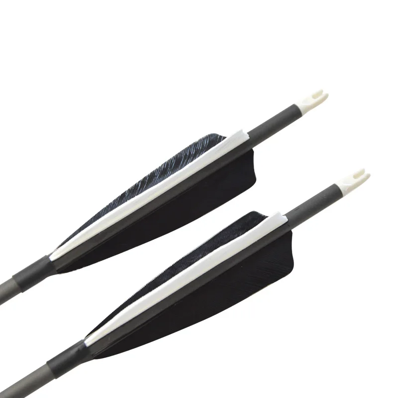 Flecha de carbono Spine 500, 35 pulgadas, 7,2mm, con pluma de escudo de 4 pulgadas, para arco compuesto, caza, arco recurvo, tiro con arco, 6/12/24 Uds. - imagen 2