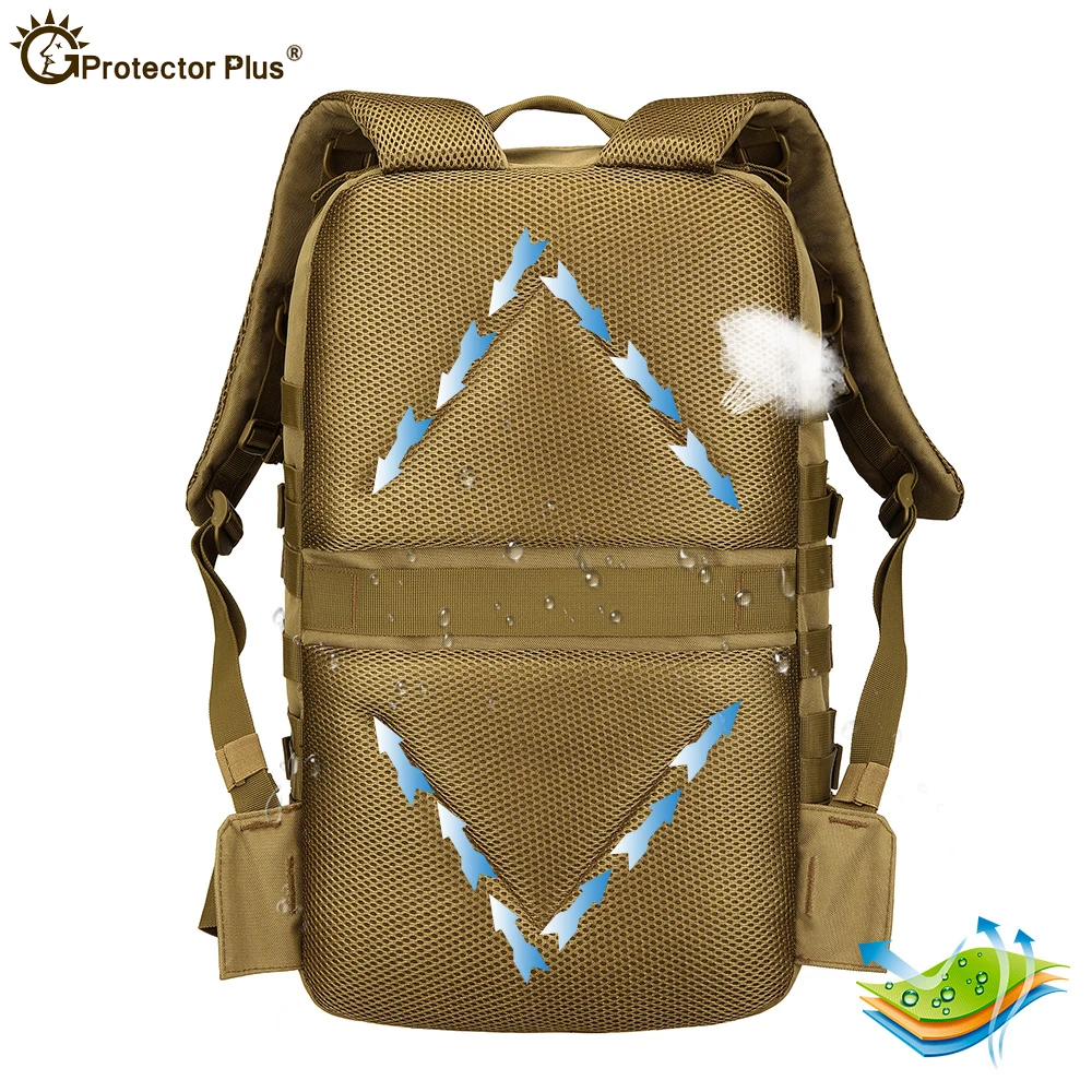 Mochila de camping táctica de gran capacidad para hombres, Camuflaje, viajes, pesca, bicicleta, mochilas de senderismo al aire libre, 45L - imagen 5