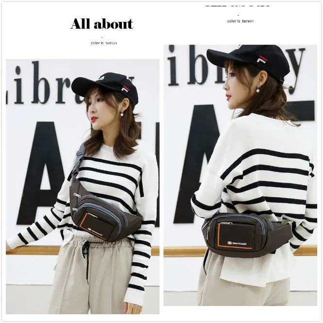 Riñonera a la moda para hombre y mujer, bolsa de cintura Simple para ocio, deportiva, Fitness, con letras, bandolera, paquete de pecho - imagen 2