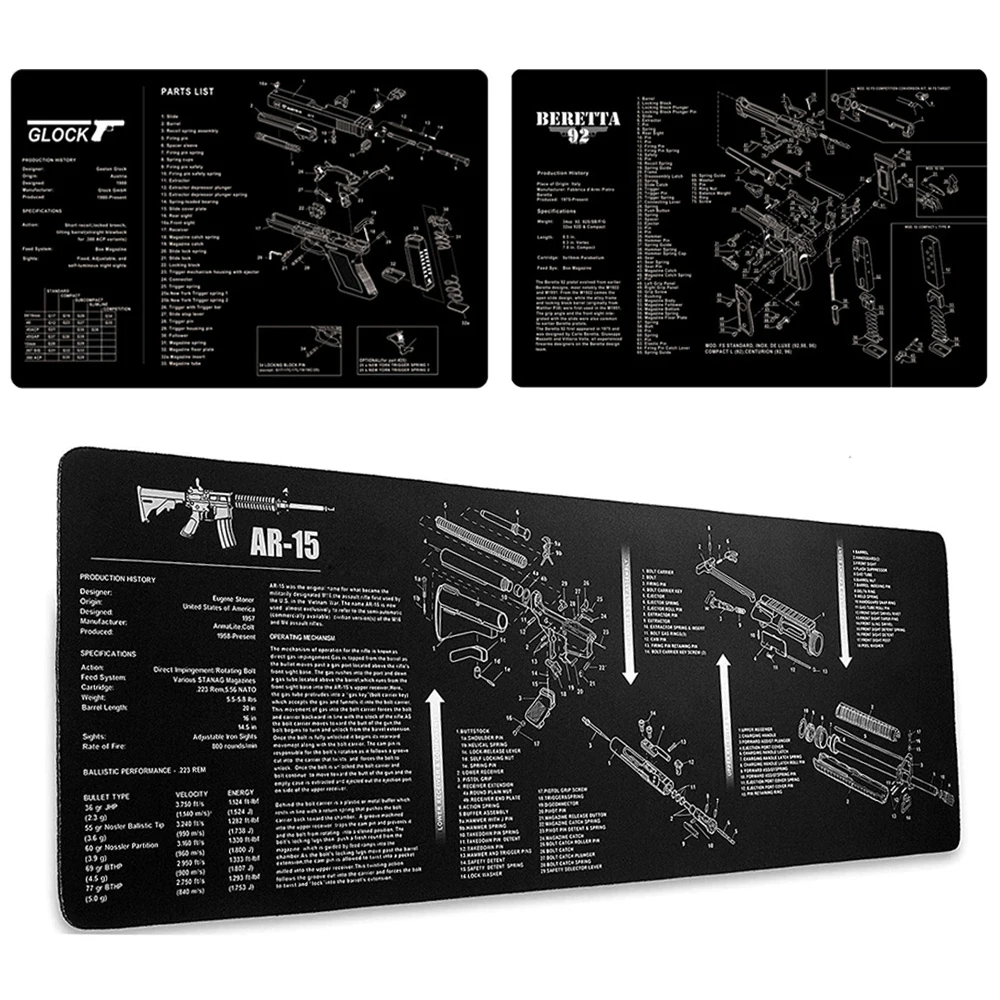 Alfombrilla de limpieza para pistola, alfombrilla de ratón para pistola, escopeta, limpieza de Rifle AR-15 Remington M870 G17 92 USP XD AK 47