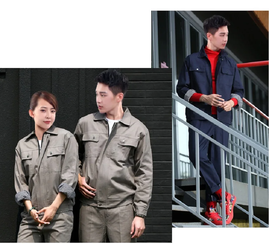 Conjunto de ropa de trabajo para hombres y mujeres, uniforme duradero con forro, grueso, cálido, para Taller de reparación de automóviles, 100% algodón - imagen 4