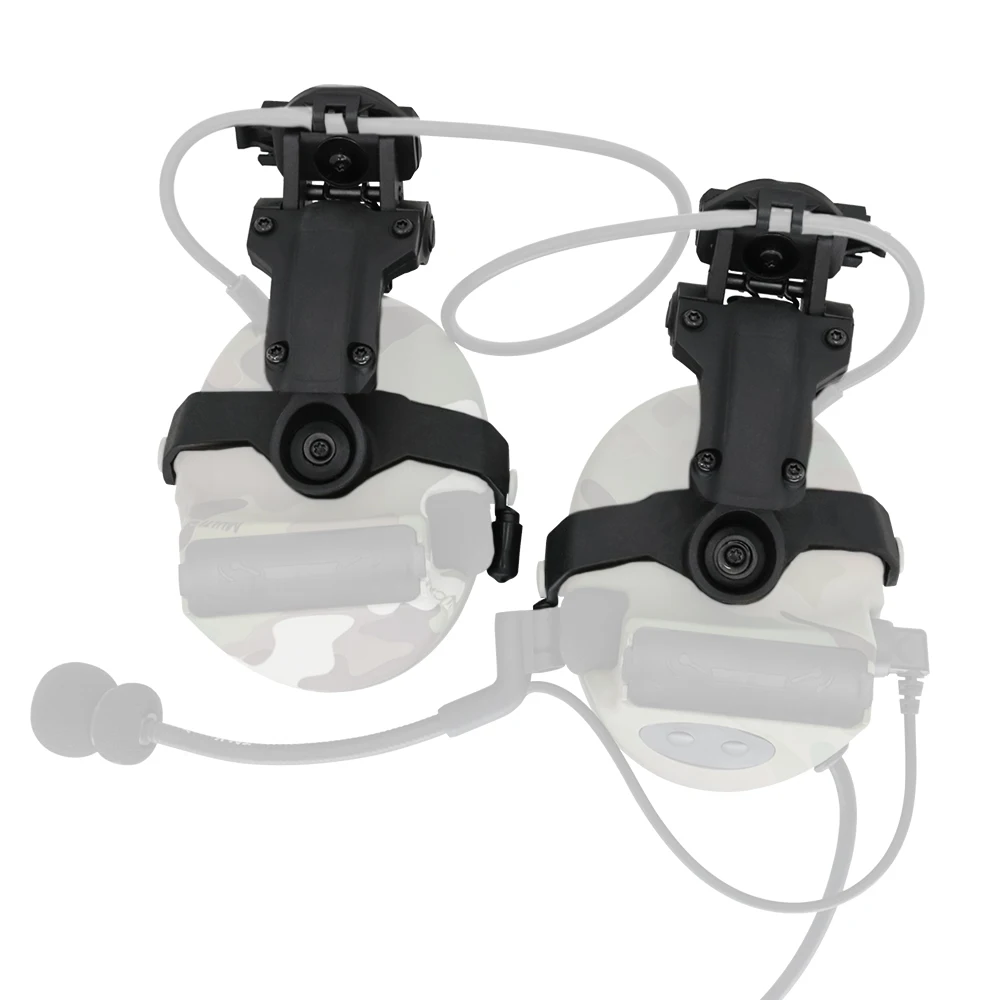 Un par de auriculares en blanco y negro con cordón