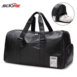 Bolso De gimnasio De cuero PU para hombre y mujer, bolsa deportiva seca y húmeda para entrenamiento, bolso De hombro para viaje, XA18A