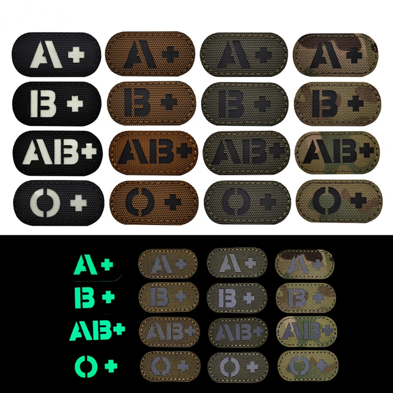 Botiquín de primeros auxilios reflectante IR, insignias tácticas, Mini parche tipo sangre para ropa, mochila, apliques A+/- B+/- AB+/- O+/- - imagen 2