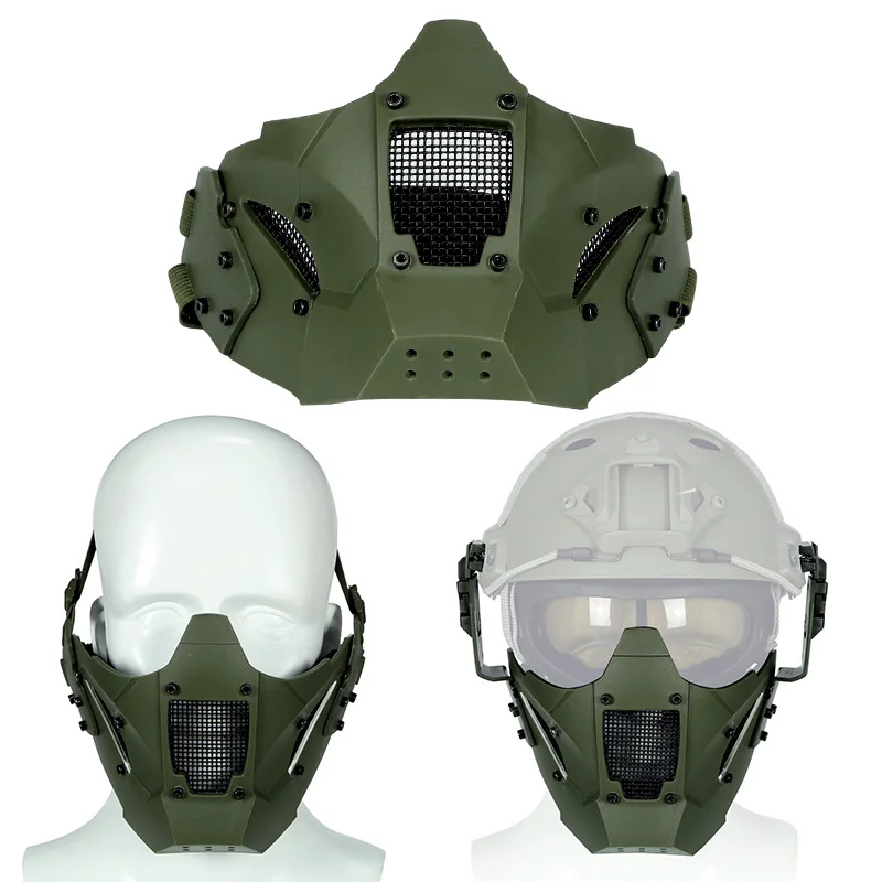 Máscara táctica de media cara para Paintball, equipo de malla de acero metálico, CS Wargame, caza, Airsoft, deportes, máscaras protectoras de combate - imagen 2