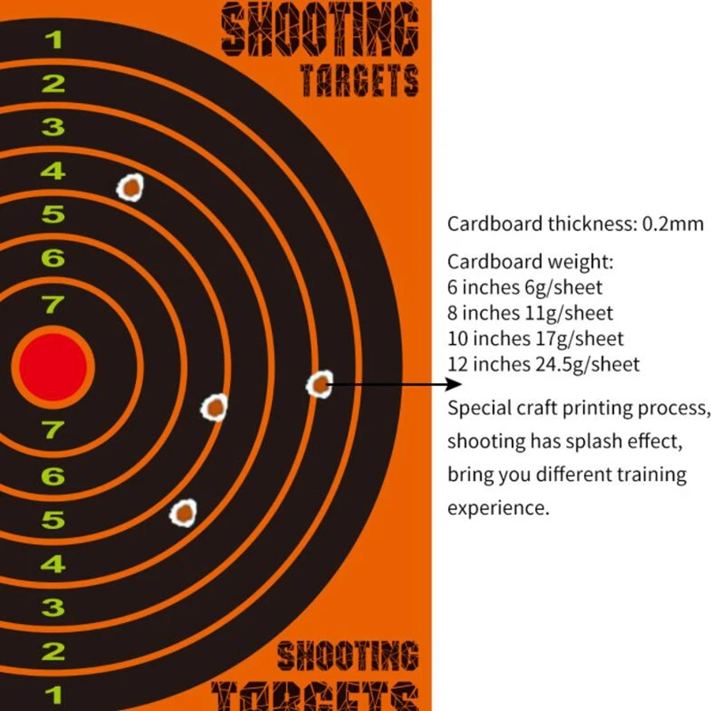 Objetivo reutilizable de tiro contra salpicaduras, accesorio autoadhesivo amarillo fluorescente, para rangos de tiro interior y exterior, 6/8/10/12 pulgadas - imagen 3