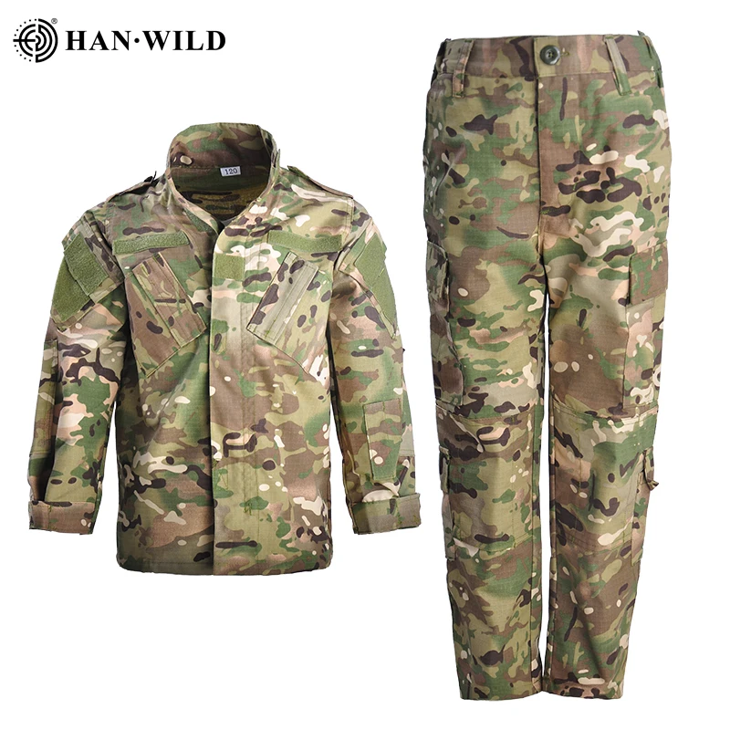 HAN WILD-uniforme de combate para niños, equipo táctico, caza, senderismo, chaqueta y pantalones de escalada, 5Y-15Y - imagen 4