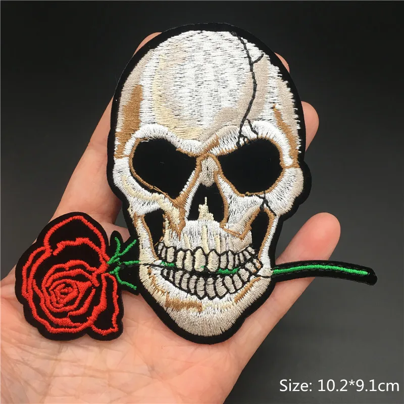 Parches de calavera Punk para ropa, insignias para planchar, pegatinas para ropa, chaqueta, pantalones vaqueros, parches bordados, apliques, costura DIY - imagen 5