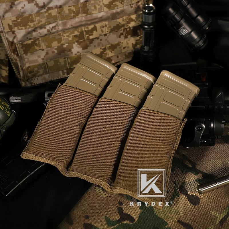 KRYDEX-funda para cargador de Rifle, accesorio táctico de alta velocidad, Triple apertura superior 5,56, de dibujo rápido, MOLLE / PALS - imagen 4