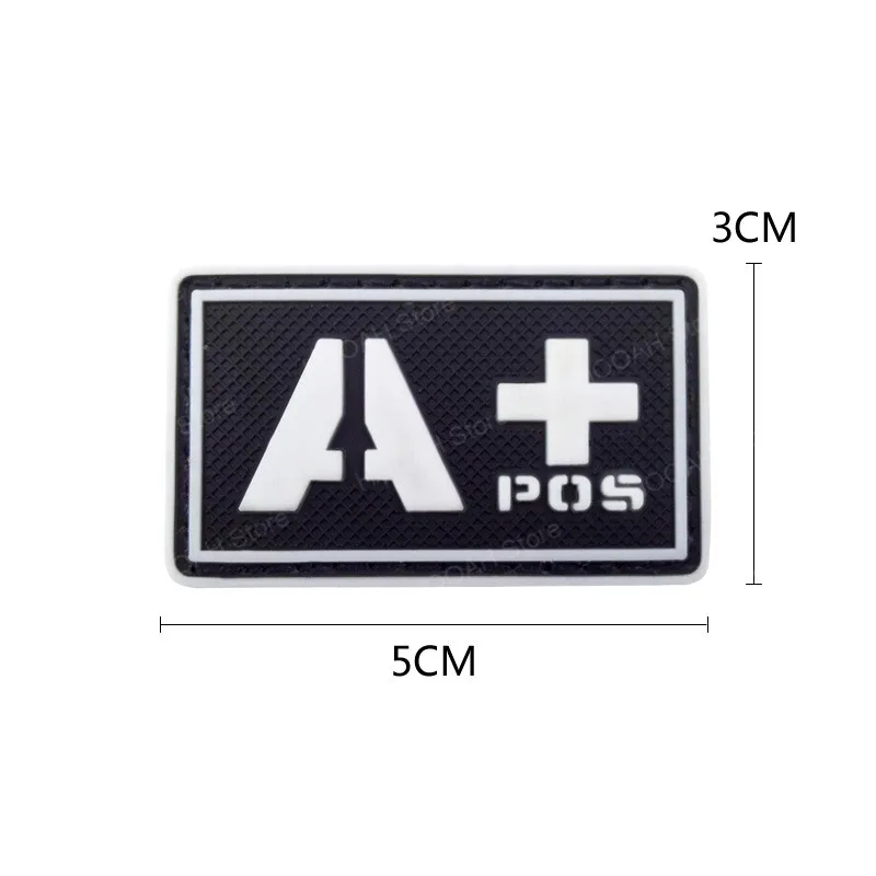 Parche 3D de PVC para caza, accesorio táctico militar brillante, A + B + AB + O + POS A- B- AB- O-NEG, para grupos sanguíneos - imagen 2