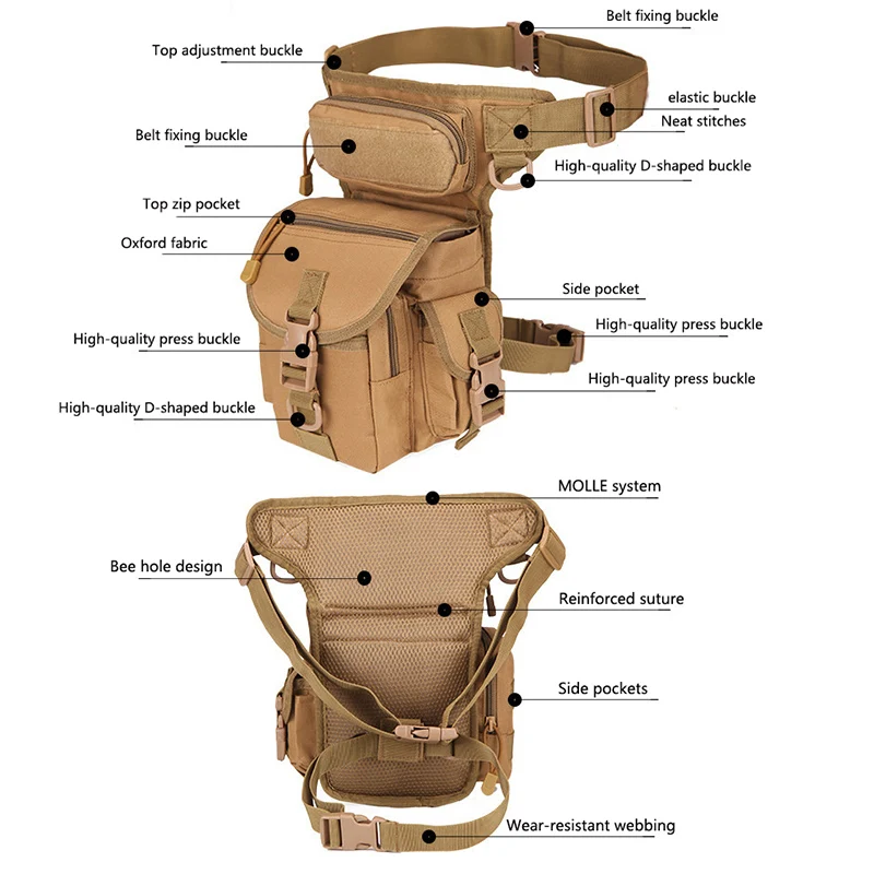 Mege-riñonera táctica militar para hombre, bolsa para pierna, herramienta, muslo, Molle, botella de caza, motocicleta, juego de guerra, EDC, riñoneras - imagen 5