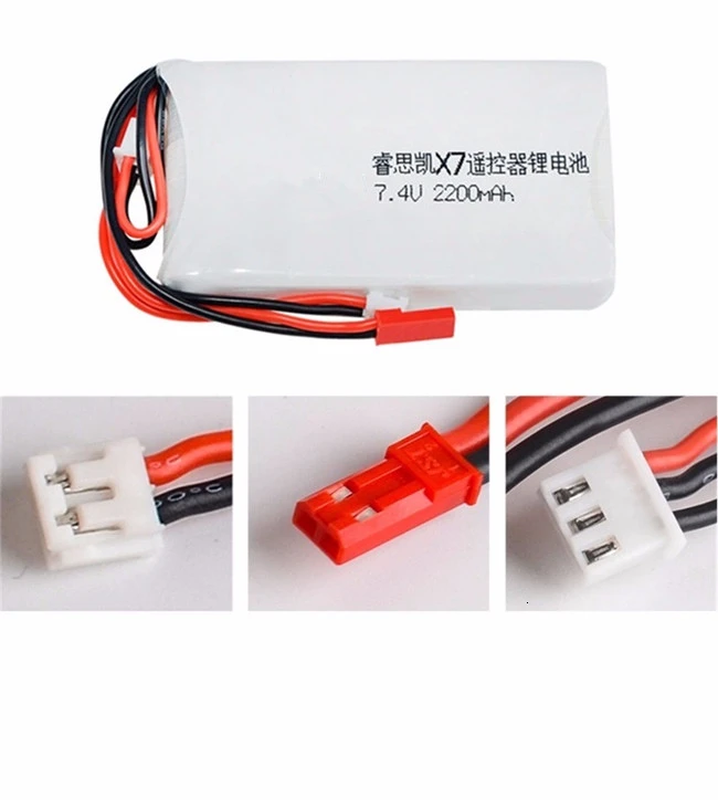 Batería Lipo de 7,4 V y 2200mAh para transmisor FrSky Taranis Q X7 2,4G Spektrum DX8 DX6e DX6 Rc, pieza de repuesto, 2S, recargable - imagen 2