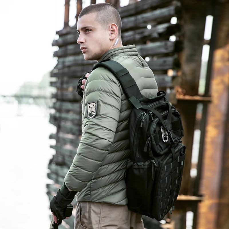 FREE SOLDIER-Chaqueta de plumón ligera para exteriores para hombre, abrigo corto, cálido, delgado y grueso, Otoño e Invierno - imagen 5