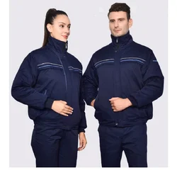 Winte-ropa de trabajo reflectante para hombre y mujer, chaqueta acolchada cálida, acolchada, gruesa, reparación de máquinas, soldador, taller, uniforme resistente al desgaste
