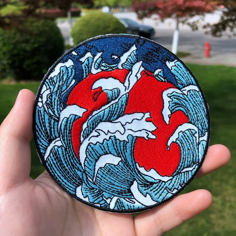 Parche Prajna Van Gogh, parches bordados para ropa, parches para planchar, parches ondulados de dibujos animados para ropa, apliques, insignias a rayas - imagen 5