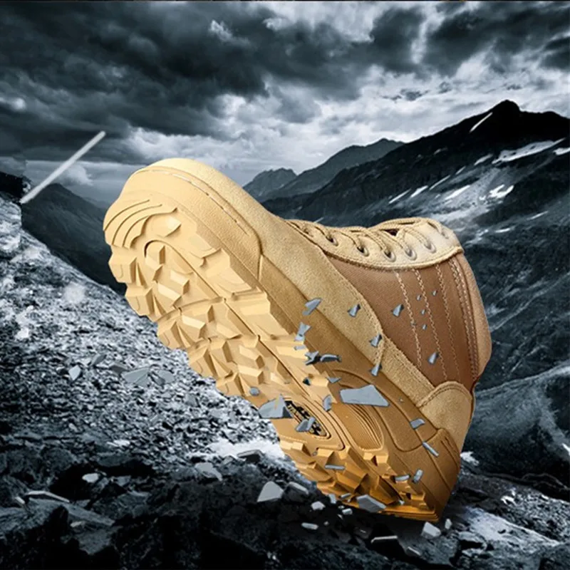 Botines de cuero antideslizantes transpirables para hombre y mujer, botas de campo, jungla, desierto, senderismo al aire libre, escalada, primavera y otoño - imagen 2