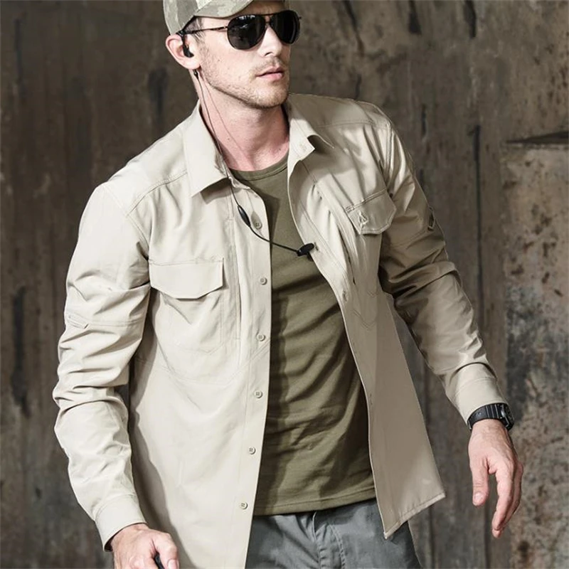 Camisa táctica de manga larga para hombre, camisa de combate militar de secado rápido, informal, para viaje de ciudad - imagen 5