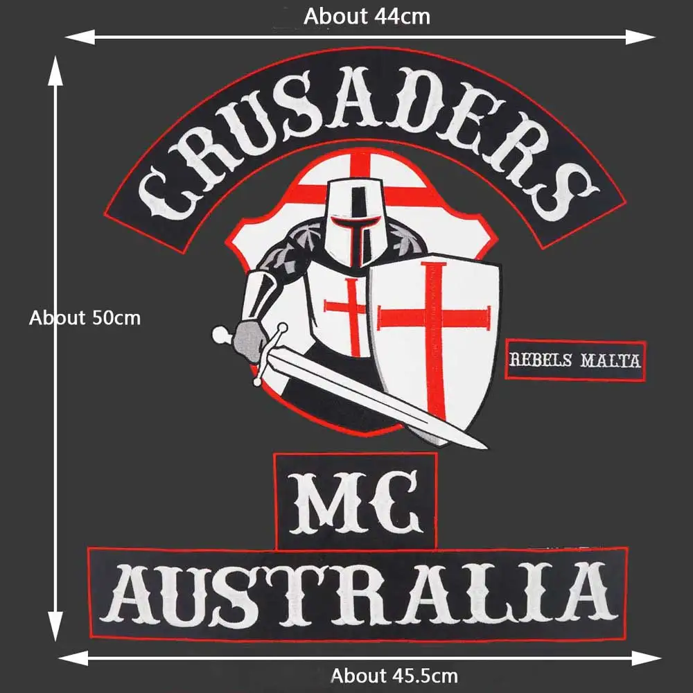 Crusaders Australia MC grande bordado Punk Biker parches ropa pegatinas Ropa Accesorios insignia - imagen 2