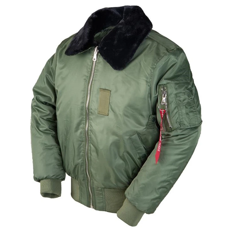 Chaqueta Bomber con cuello de piel grande para hombre, chaqueta táctica militar acolchada de algodón, gruesa y cálida, prendas de vestir masculinas, abrigo de béisbol, Invierno - imagen 3