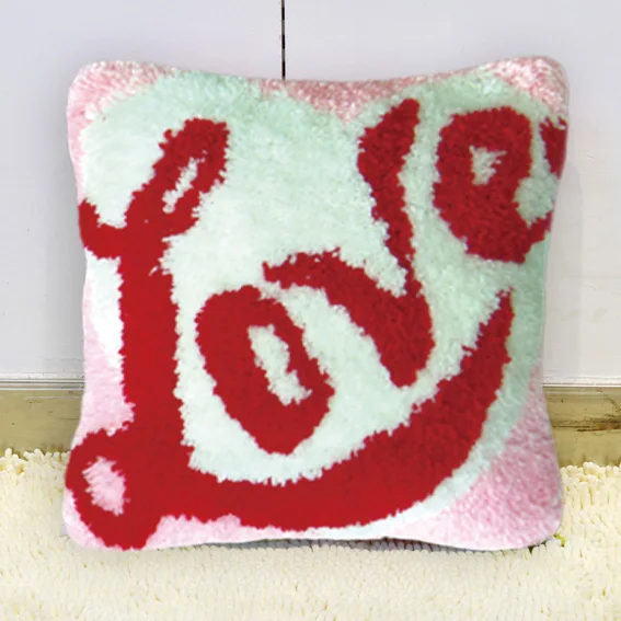 LOVE Latch Hook Kits Diy Smyrna Knooppakket Klink Haak Kleed Bloemen Pillow Foamiran para flores bordadas hazlo tú mismo regalo - imagen 4