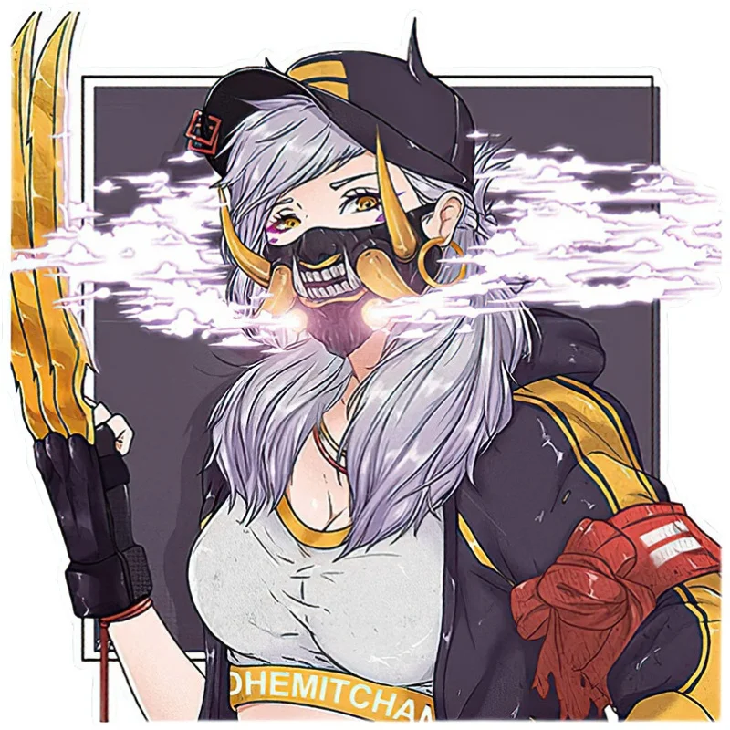 Pegatina de dibujos animados de Anime JDM Samurai Girl para coche, pegatina reflectante impermeable para casco de motocicleta eléctrica GK5, calcomanía bidimensional japonesa - imagen 5