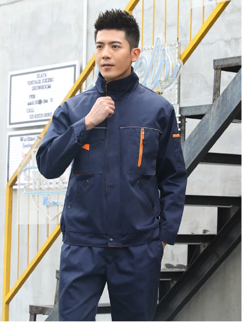 Monos de trabajo para hombre y mujer, uniformes de trabajo de primavera, traje de soldadura de color de contraste resistente al desgaste, taller de coche mecánico de talla grande 4XL - imagen 4