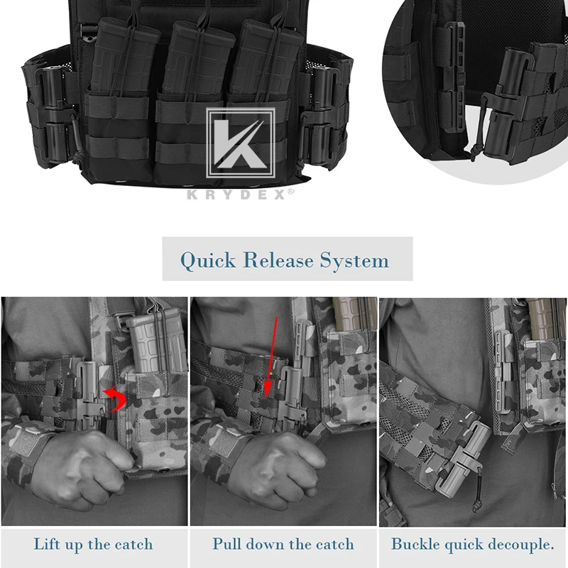 KRYDEX Universal MOLLE conector de hebilla de extracción rápida para JPC CPC NCPC 6094 420 armadura chaleco táctico montaje de liberación rápida negro - imagen 5