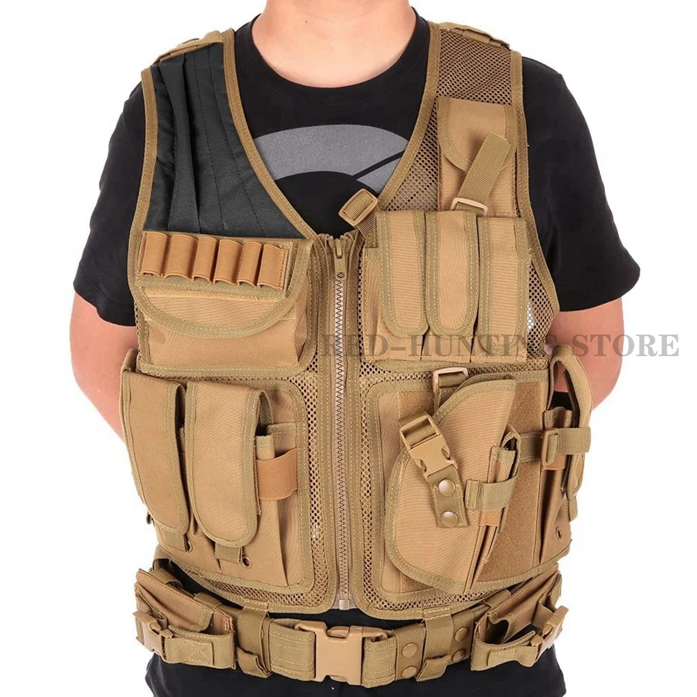 Chaleco táctico militar para Airsoft, chaleco de entrenamiento de combate transpirable ajustable para caza al aire libre, chaleco de juego de guerra CS - imagen 3