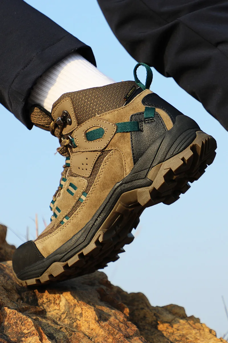 HUMTTO-zapatos de senderismo para hombre y mujer, zapatillas deportivas para exteriores, zapatos de caza de cuero impermeables, botas de nieve tácticas hasta el tobillo para senderismo - imagen 4