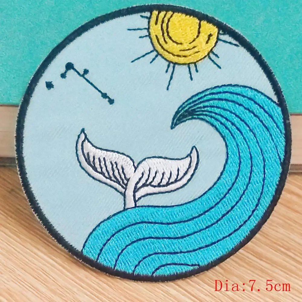 Parches de insignias de ballena/Mar, accesorio de apliques para ropa, parche parches bordados de planchar - imagen 2