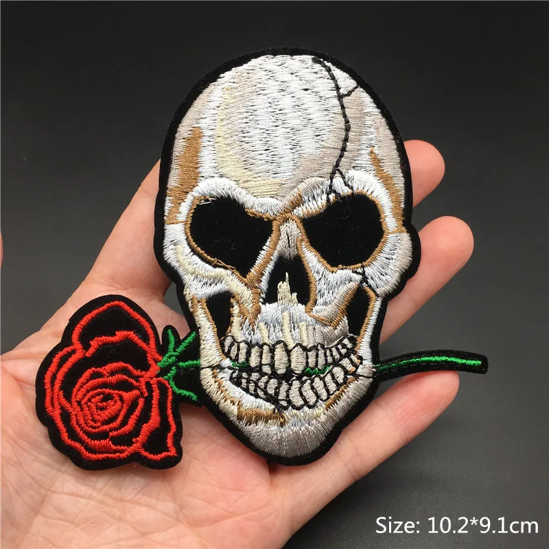 Parches de calavera Punk para ropa, insignias para planchar, pegatinas para ropa, chaqueta, pantalones vaqueros, parches bordados, apliques, costura DIY - imagen 3