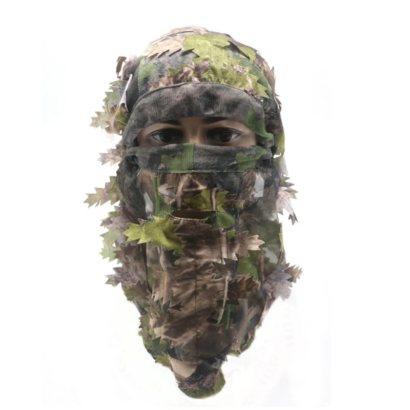 Táctico camuflaje facial máscara de caza capucha tapa la cabeza neto Eyehole apertura bufanda traje Ghillie caza tapa para al aire libre ejército formación - imagen 3