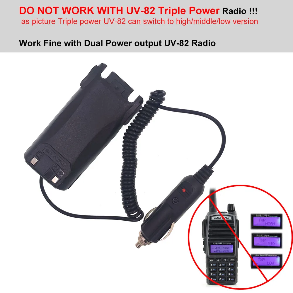 Eliminador de batería de Radio para cargador de coche para BAOFENG UV-89 UV-82 equipo eléctrico de doble potencia para Radio bidireccional - imagen 2