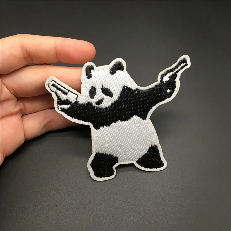 Parche bordado DIY para mochila, Parche de bordado de Panda de 8,7x7,5 cm para planchar, coser a rayas, ropa, pegatina, apliques, insignia, ropa, 1 ud. - imagen 2