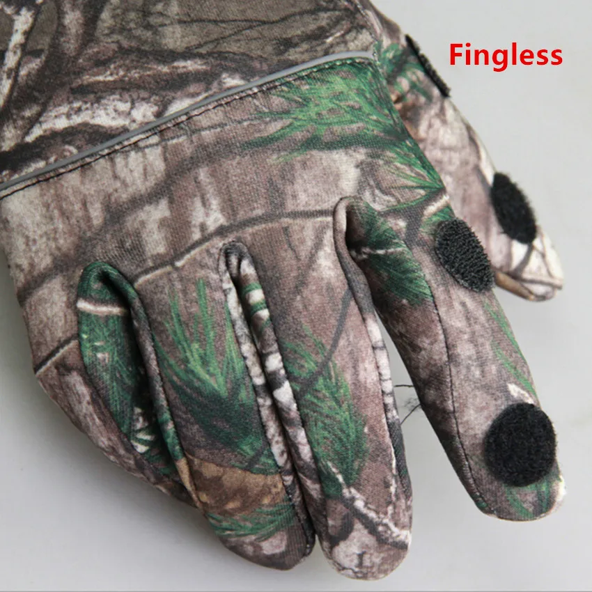 Otoño Invierno árbol camuflaje biónico caza pesca guantes dos dedos apagados guantes antideslizantes para montar Unisex Camo manopla completa - imagen 5