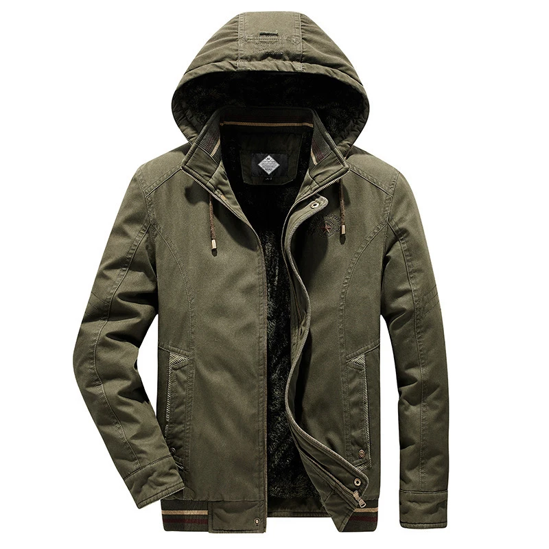 Chaqueta militar de invierno Para Hombre, Parka gruesa y cálida de algodón Para exteriores, forro de lana, con capucha, talla M-4XL - imagen 3