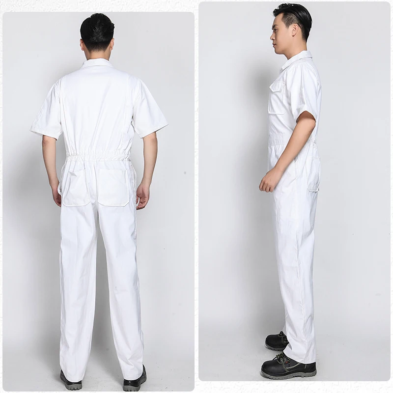 Nueva ropa de trabajo siamesa de 3 colores para hombre, uniforme de trabajo de cintura elástica para reparación de automóviles, manga corta de verano, monos de talla grande - imagen 3